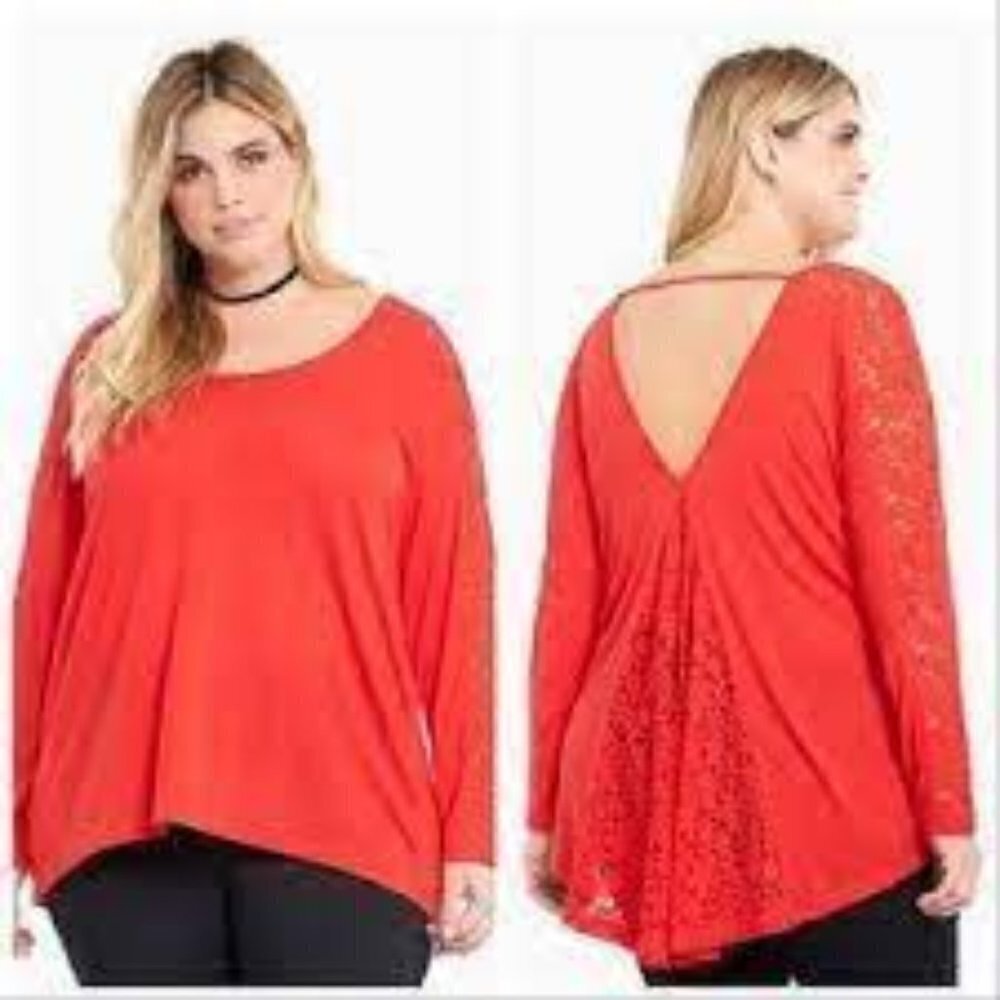 Torrid Hi Lo Lace Inset Tie Back Top NWOT NEW 2x